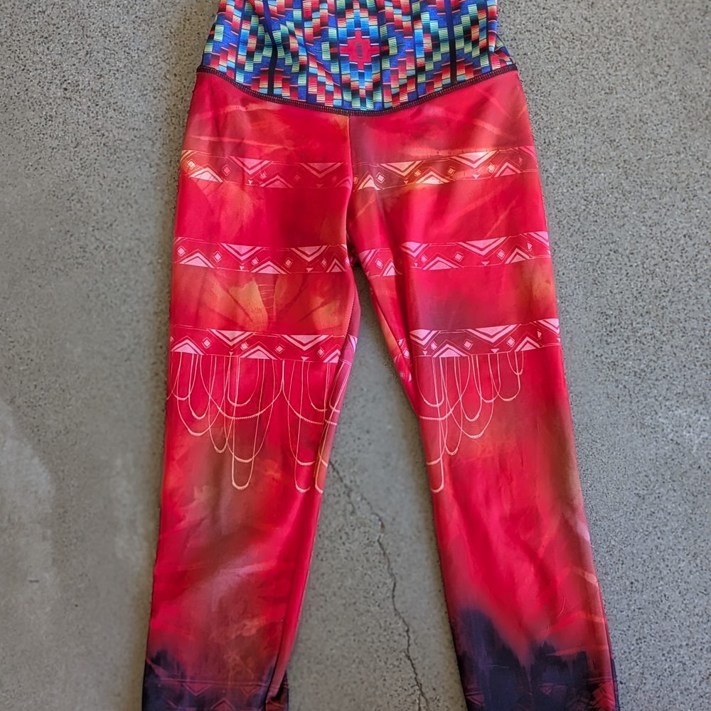 Onzie Red and Multicolor Yoga Pants